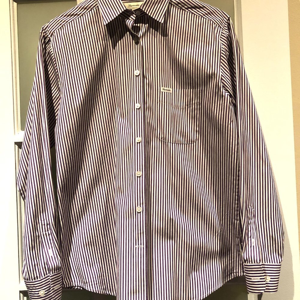 Faconnable Purple and White Striped Blouse